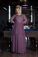 Robe De Soirée Grande Taille Longue Mousseline Lavande ABU4018