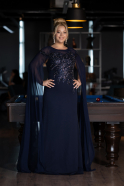 Robe de Soirée Grande Taille Longue Mousseline Bleu Marine ABU3913