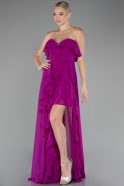 Robe De Soirée Mousseline Longue Violet ABU3838