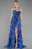 Robe de Soirée Longue Bleu Saxe ABU4065