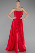 Robe de Soirée Longue Satin Rouge ABU4013