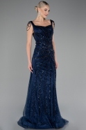 Robe de Soirée Longue Bleu Marine ABU4061