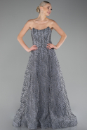 Robe De Soirée Longue Gris ABU4006