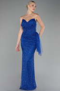 Robe de Soirée Longue Pierreux Bleu Saxe ABU4199