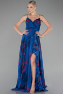 Robe de Soirée Longue Bleu Saxe ABU4070