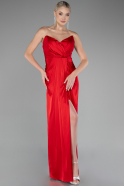 Robe de Soirée Longue Satin Rouge ABU4071