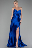 Robe de Soirée Longue Bleu Saxe ABU4072