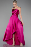 Robe de Soirée Longue Satin Fushia ABU4073