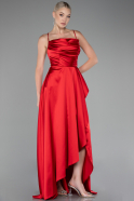 Robe de Soirée Longue Satin Rouge ABU4073