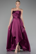 Robe de Soirée Longue Satin Prune ABU4073