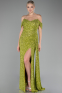 Robe de Soirée Longue Squameuse Pistache vert ABU4074