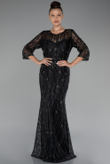 Robe Grande Taille Longue Lacé Noir ABU4076