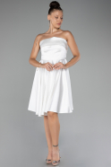 Robe de Cérémonie Courte Satin Blanc ABK2111