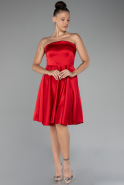 Robe de Cérémonie Courte Satin Rouge ABK2111