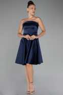 Robe de Cérémonie Courte Satin Bleu Marine ABK2111