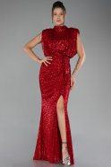 Robe De Soirée Squameuse Longue Rouge ABU2752