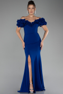 Robe de Soirée Longue Bleu Saxe ABU4080