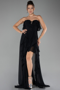 Robe De Soirée Mousseline Longue Noir ABU3838