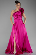 Robe de Soirée Longue Satin Fushia ABU4092