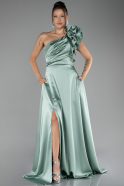 Robe de Soirée Longue Satin Menthe ABU4092