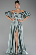 Robe De Soirée Satin Longue Menthe ABU4022