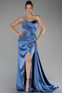 Robe de Soirée Longue Satin Indigo ABU4093