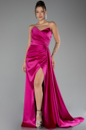 Robe de Soirée Longue Satin Fushia ABU4093