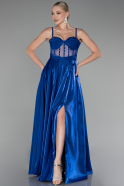 Robe de Soirée Longue Bleu Saxe ABU4112