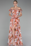 Robe de Soirée Longue Orange ABU4113