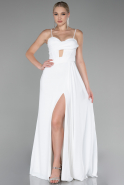 Robe de Soirée Longue Mousseline Blanc ABU4118