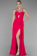 Robe de Soirée Longue Mousseline Fushia ABU4118