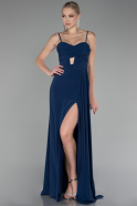 Robe de Soirée Longue Mousseline Bleu Marine ABU4118