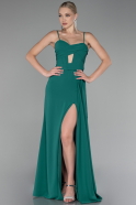 Robe de Soirée Longue Mousseline Émeraude ABU4118