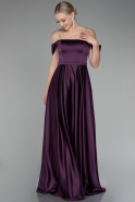 Robe de Soirée Longue Satin Violet ABU4122