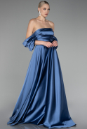 Robe de Soirée Longue Satin Indigo ABU4132