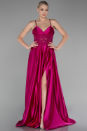 Robe de Soirée Longue Satin Fushia ABU4133