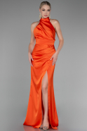 Robe de Soirée Longue Satin Orange ABU4109