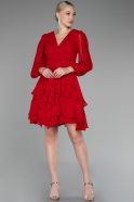 Robe de Cérémonie Courte Mousseline Rouge ABK2117