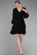 Robe de Cérémonie Courte Mousseline Noir ABK2117