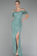 Robe de Soirée Longue Squameuse Menthe ABU4082