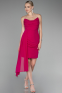 Robe de Cérémonie Courte Mousseline Fushia ABK2118