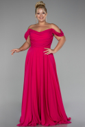 Robe Grande Taille Longue Mousseline Fushia ABU4079