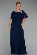 Robe de Soirée Grande Taille Longue Mousseline Bleu Marine ABU4097