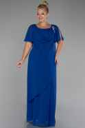 Robe de Soirée Grande Taille Longue Mousseline Bleu Saxe ABU4097