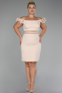 Robe De Invitation Grande Taille Courte Beige ABK2121