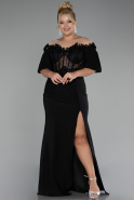 Robe de Soirée Grande Taille Longue Noir ABU4100