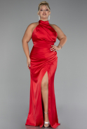 Robe de Soirée Grande Taille Longue Satin Rouge ABU4110