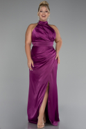 Robe de Soirée Grande Taille Longue Satin Prune ABU4110