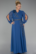 Robe Grande Taille Mousseline Longue Indigo ABU3917