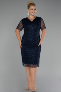 Robe de Soirée Grande Taille Midi Bleu Marine ABK2116